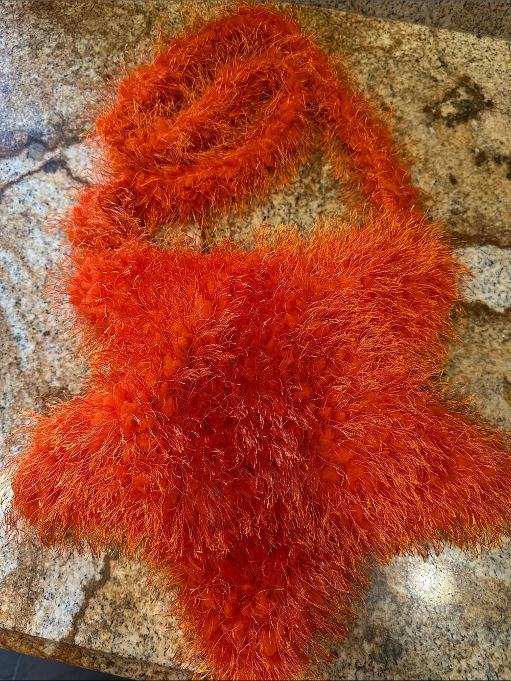 SHEIN Orange Fuzzy Star Shoulder Bag